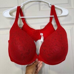 Cacique - Lane Bryant Red Lace Boost Plunge Underwire Bra Women's Plus Size 42F